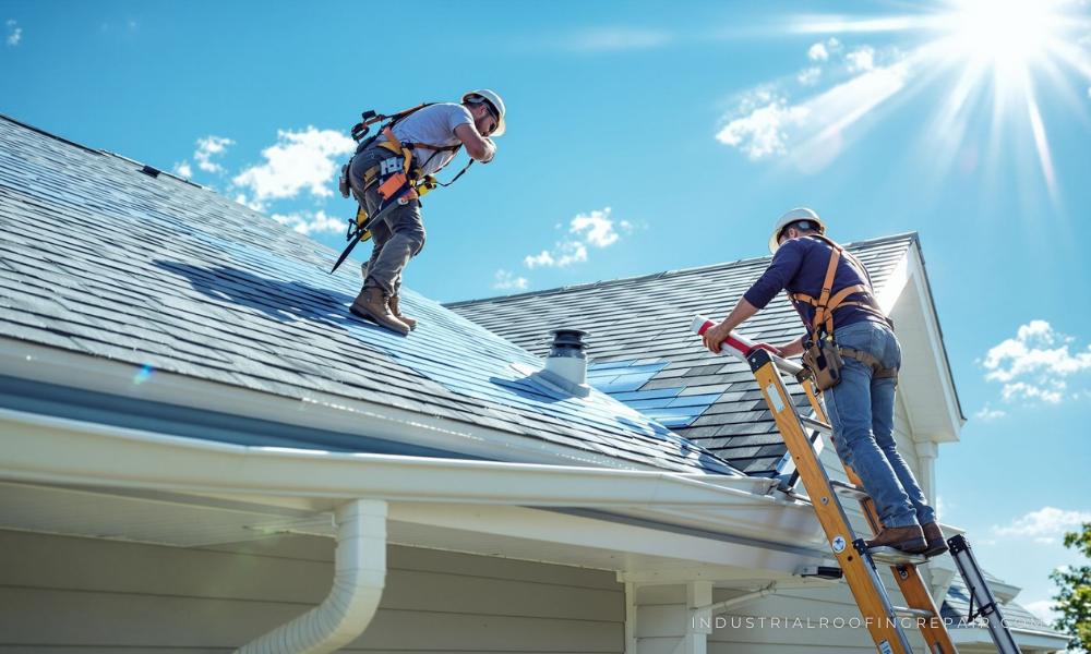 Technician inspecting water-damaged wall using a moisture meter and documenting results